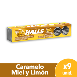 Halls Caramelo Miel y Limón x 9unid